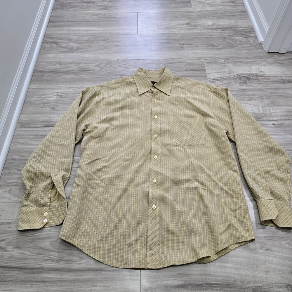 Bugatchi Uomo Mens Button Shirt Large Plaid yellow